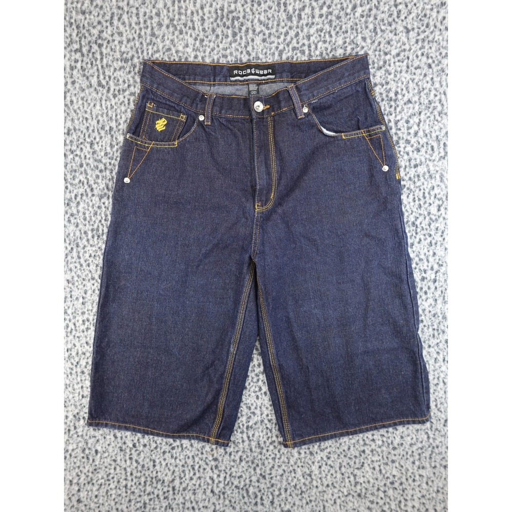 Rocawear Denim Shorts Boys Size 20 Dark Indigo‎ Blue Excellent Baggy Streetwear